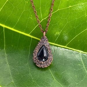 Necklace Copper Pendant Blue Sandstone Gem Stone Handmade Jewelry 18” Chain